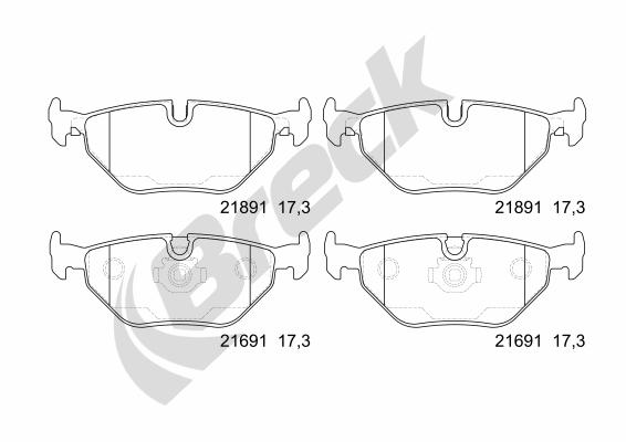 Brake Pad Set, disc brake - 21691 00 702 00 BRECK
